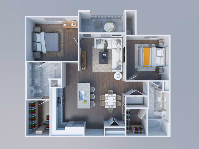 2 Bed 2 Bath 472 floor plan